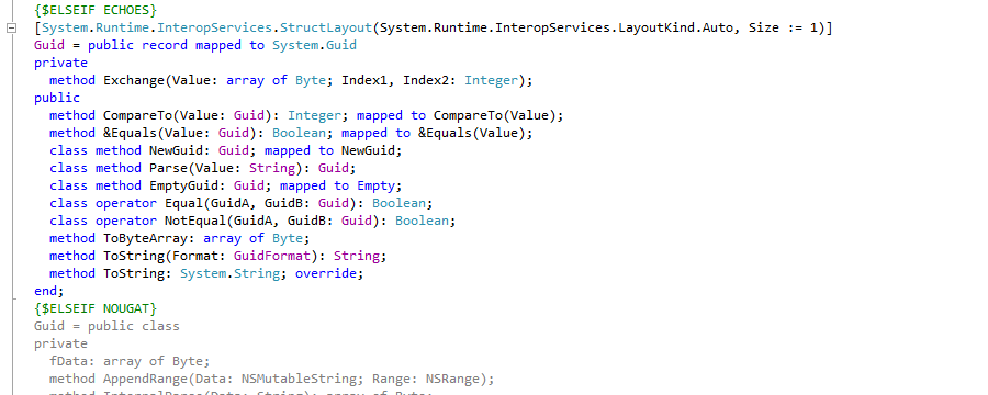 Oxygene mapped types